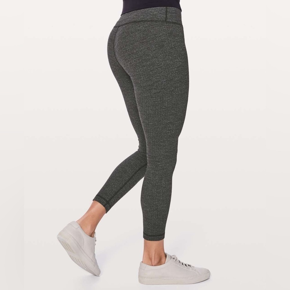 Lululemon Wunder Under 25" Variegated Knit Brushed Luon Black Heathered Gray - Picture 3 of 7